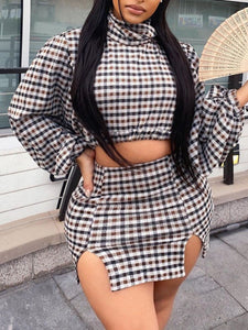 Turtle Neck Two Piece Skirt Set