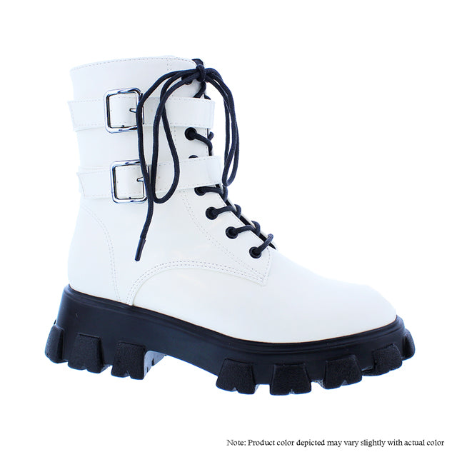 White Combat Boot