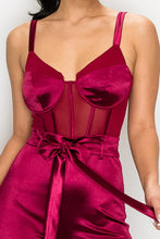 Load image into Gallery viewer, SATIN BELTED CAMI JUMPSUIT