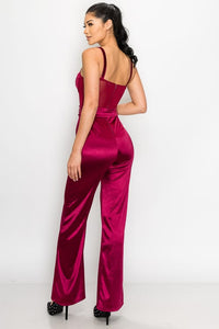 SATIN BELTED CAMI JUMPSUIT