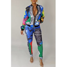 Load image into Gallery viewer, Black &amp; Blue 2 piece  -  Available in Plus Size
