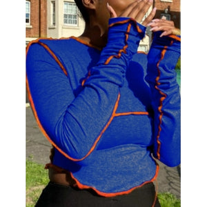 Patchwork Blue and Orange Sweater